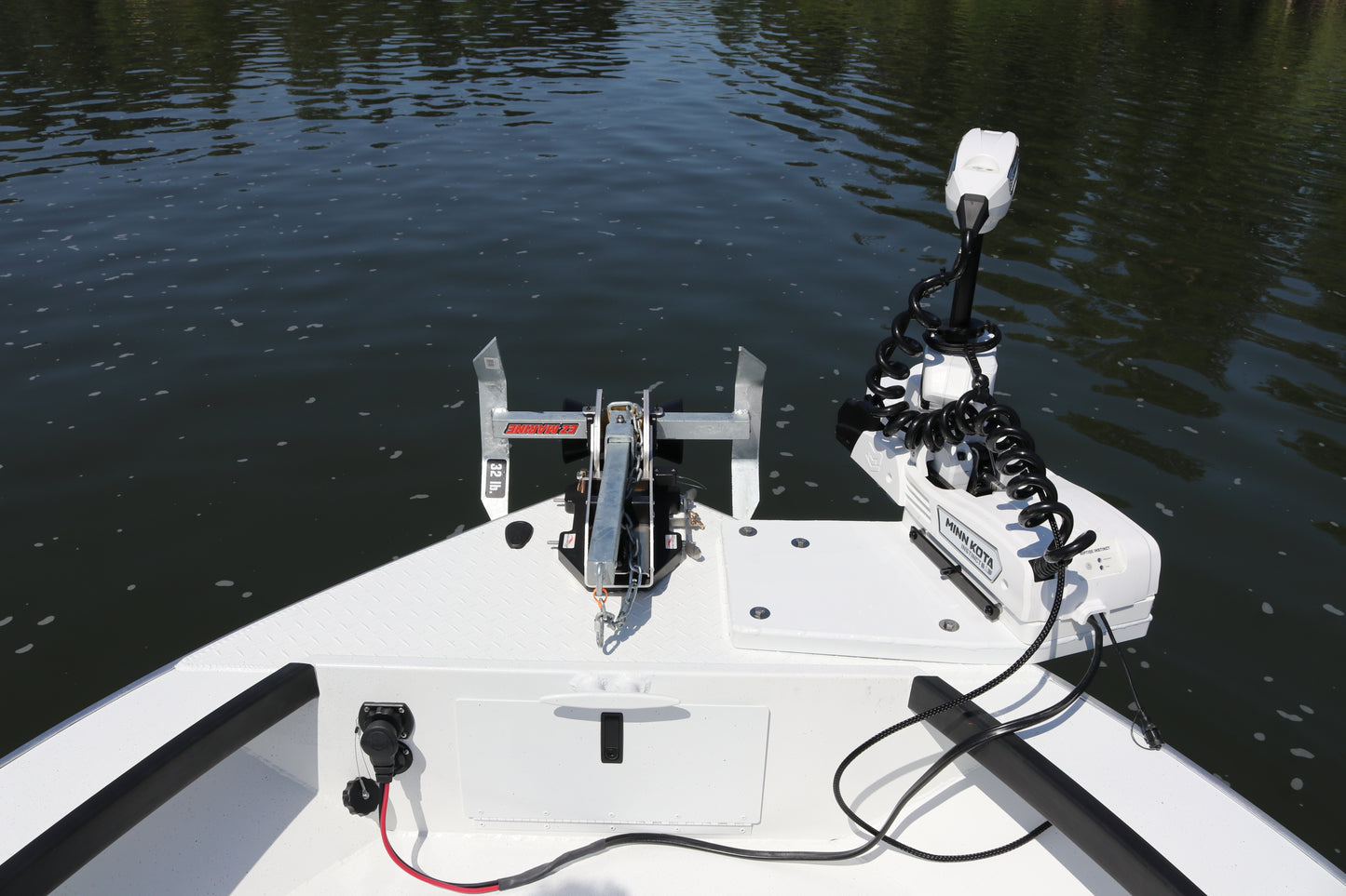 An Alumaweld Columbia 23' boat in motion on a body of water.
