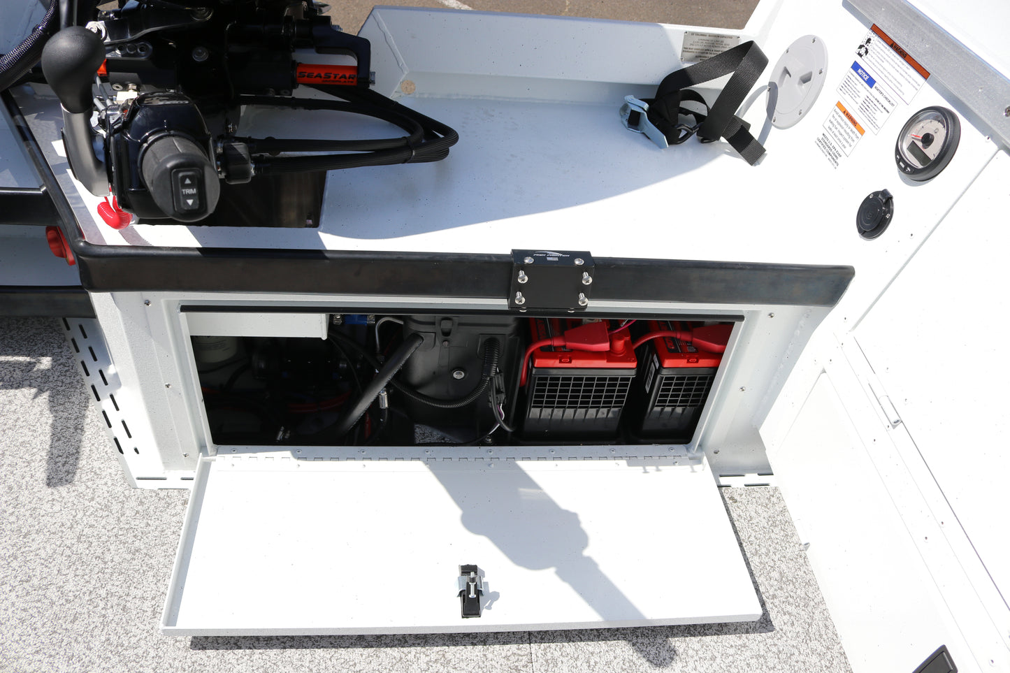 An Alumaweld Columbia 23' boat in motion on a body of water.