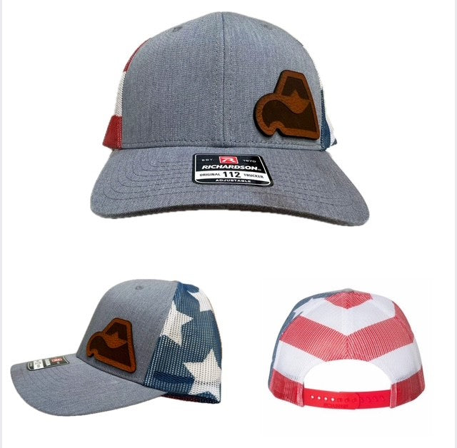 Alumaweld Gray Flag Leather Patch Trucker