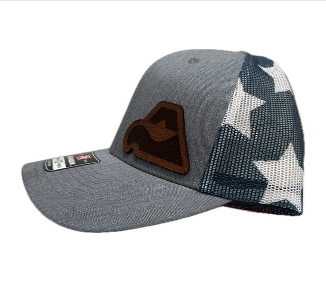 Alumaweld Gray Flag Leather Patch Trucker